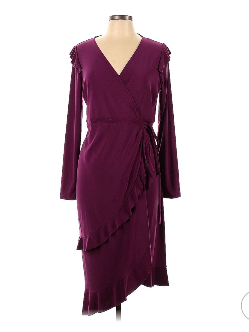 ASOS Deep Plum Long-Sleeve Wrap Dress